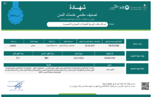 شهادة تصنيف مقدمي خدمات المدن